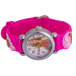 ساعت مچی عقربه ای دخترانه باربی صورتی